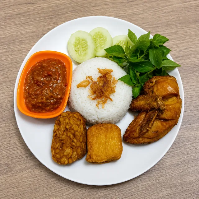 Pecel Ayam Nasi Tahu Tempe